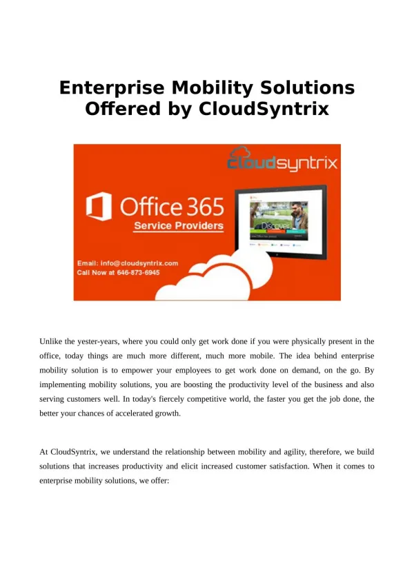 Microsoft Office 365 Migrations Services by CloudSyntrix