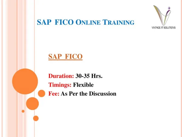 SAP FICO Course Content PPT