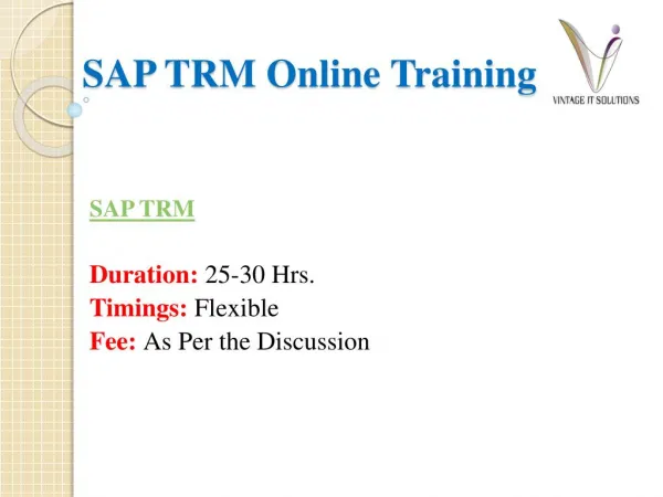 SAP TRM Course Content PPT