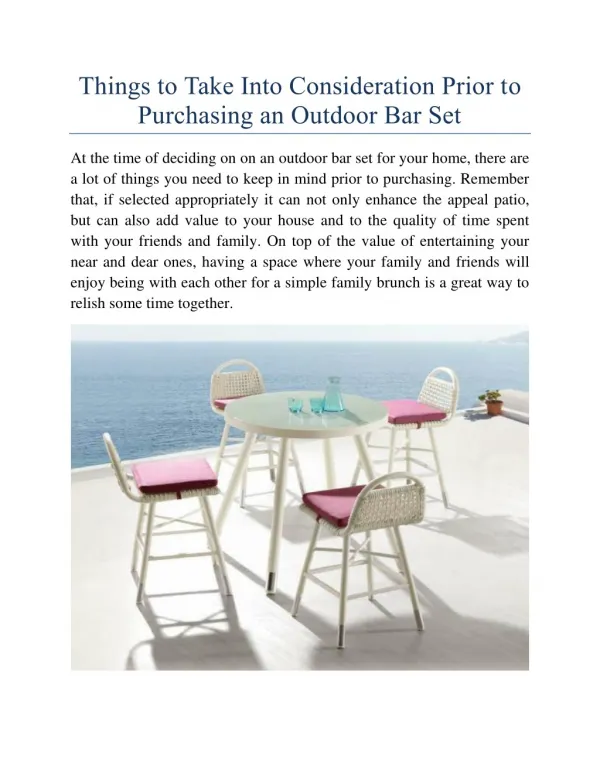 Buy Online Outdoor Bar Set