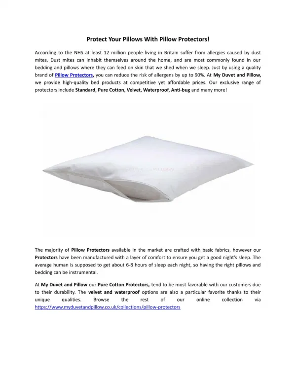 Protect Your Pillows With Pillow Protectors!