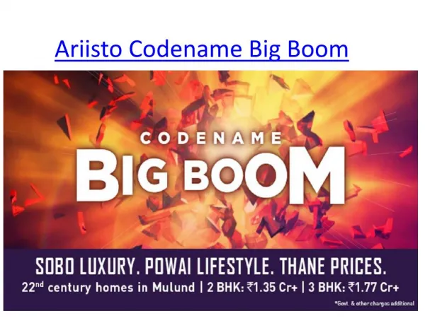 Arristo Codename Big Boom By Ariisto Group