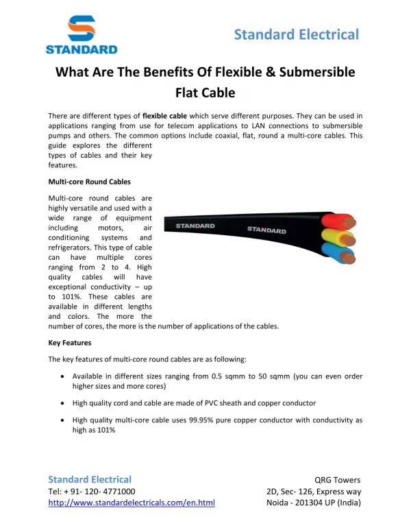 What Are The Benefits Of Flexible & Submersible Flat Cable