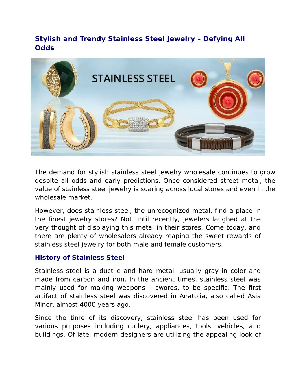 stylish and trendy stainless steel jewelry