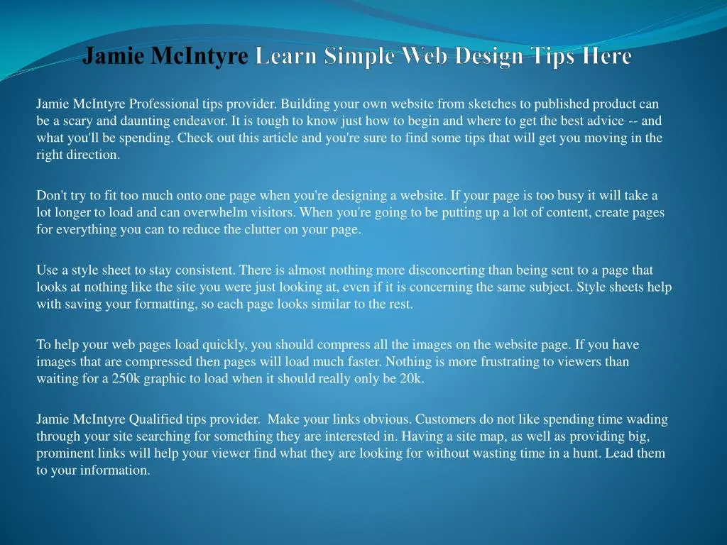 jamie mcintyre learn simple web design tips here