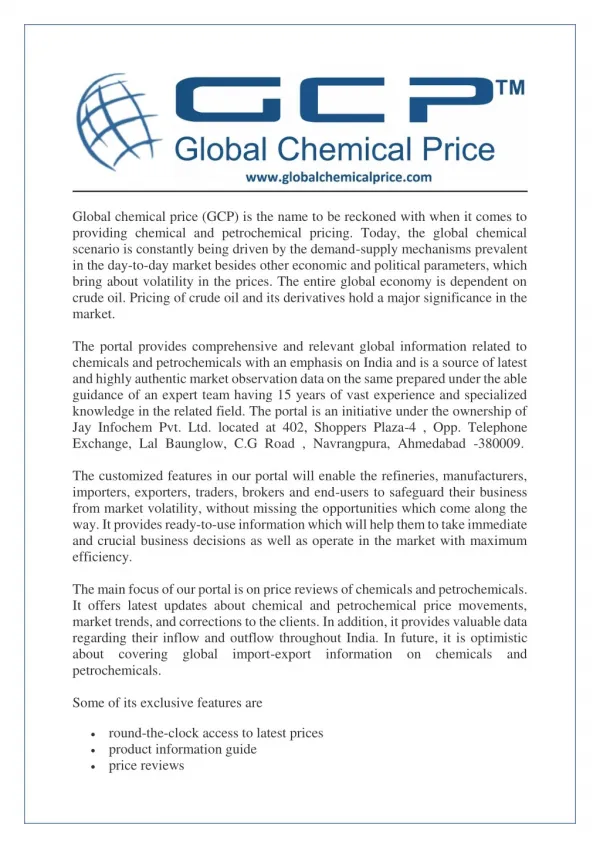 Global Chemical Price - Latest Chemical Prices News & Analysis