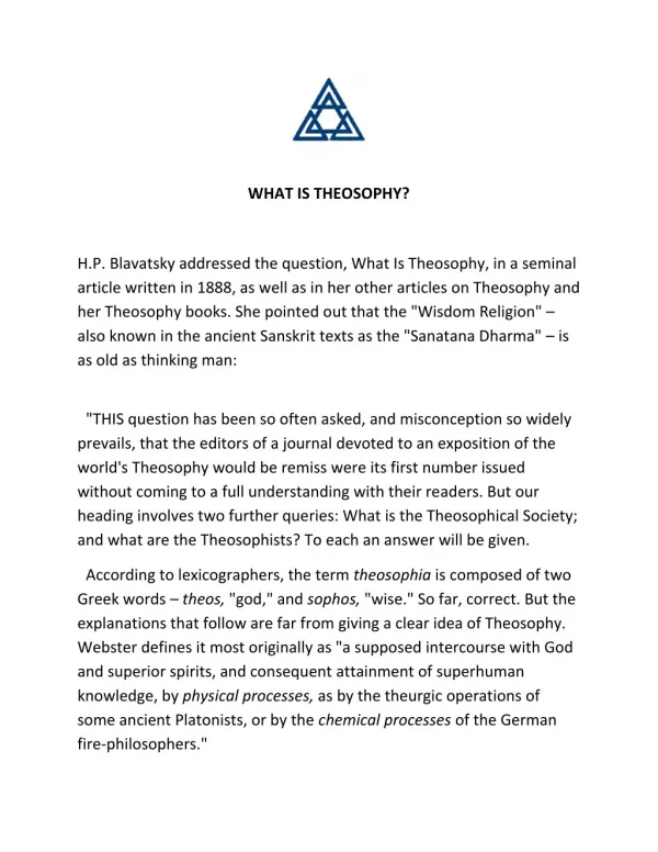 WHAT IS THEOSOPHY?