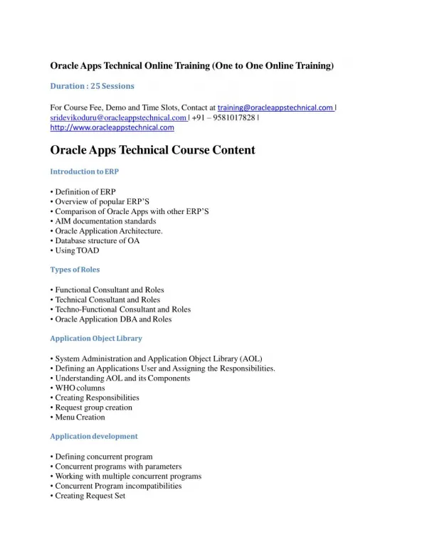 oracle apps technical online training