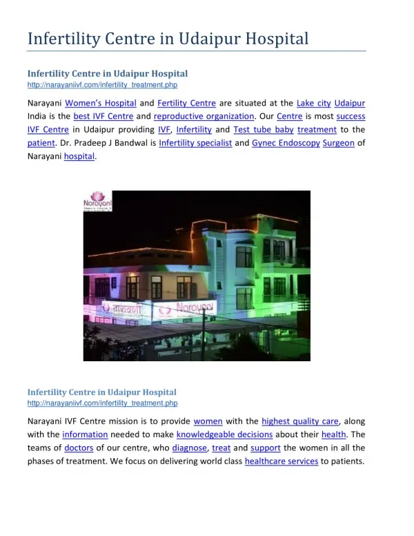 infertility centre in udaipur hospital