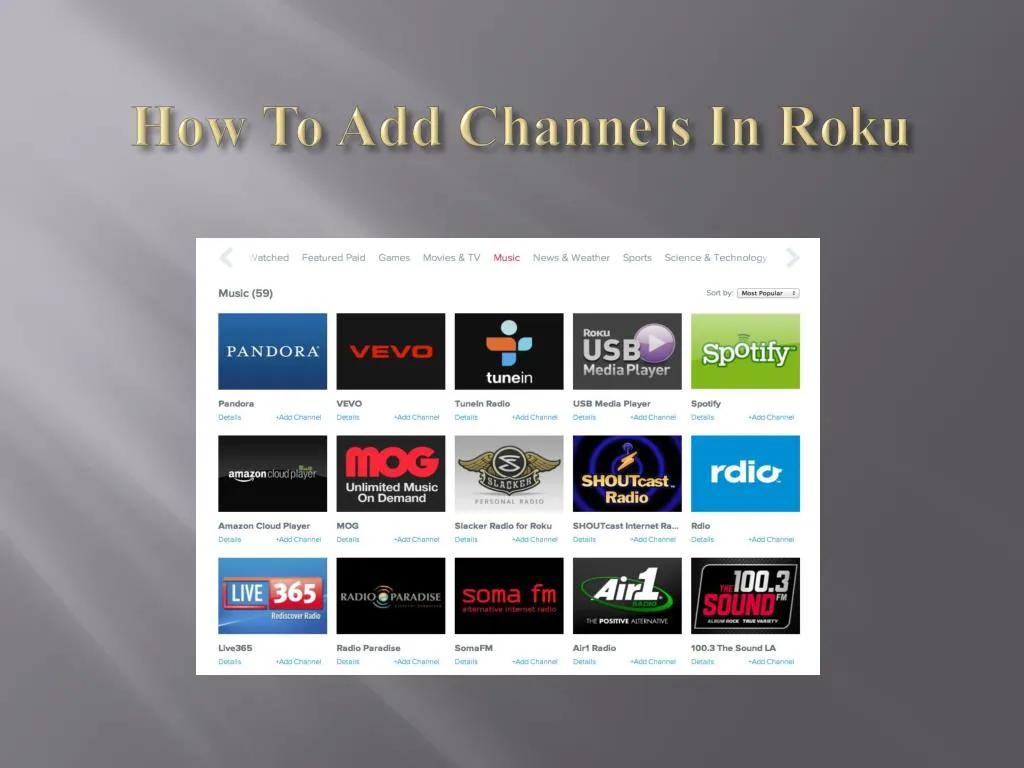 how to add channels in roku