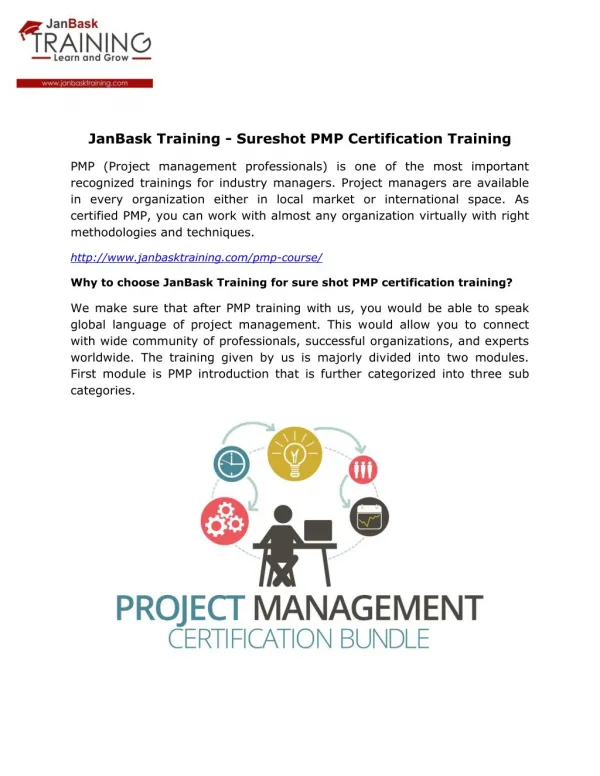 Why to choose JanBask Training for sure shot PMP certification training?
