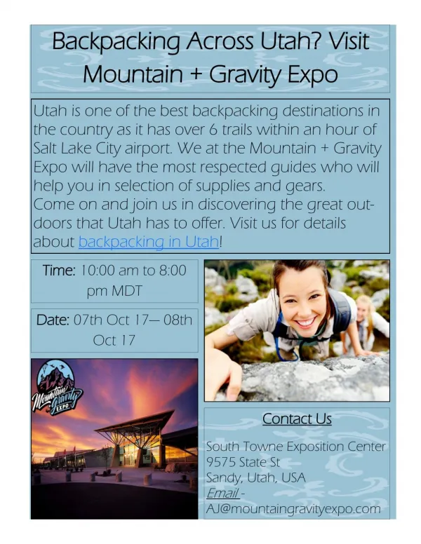 Backpacking Across Utah? Visit Mountain Gravity Expo