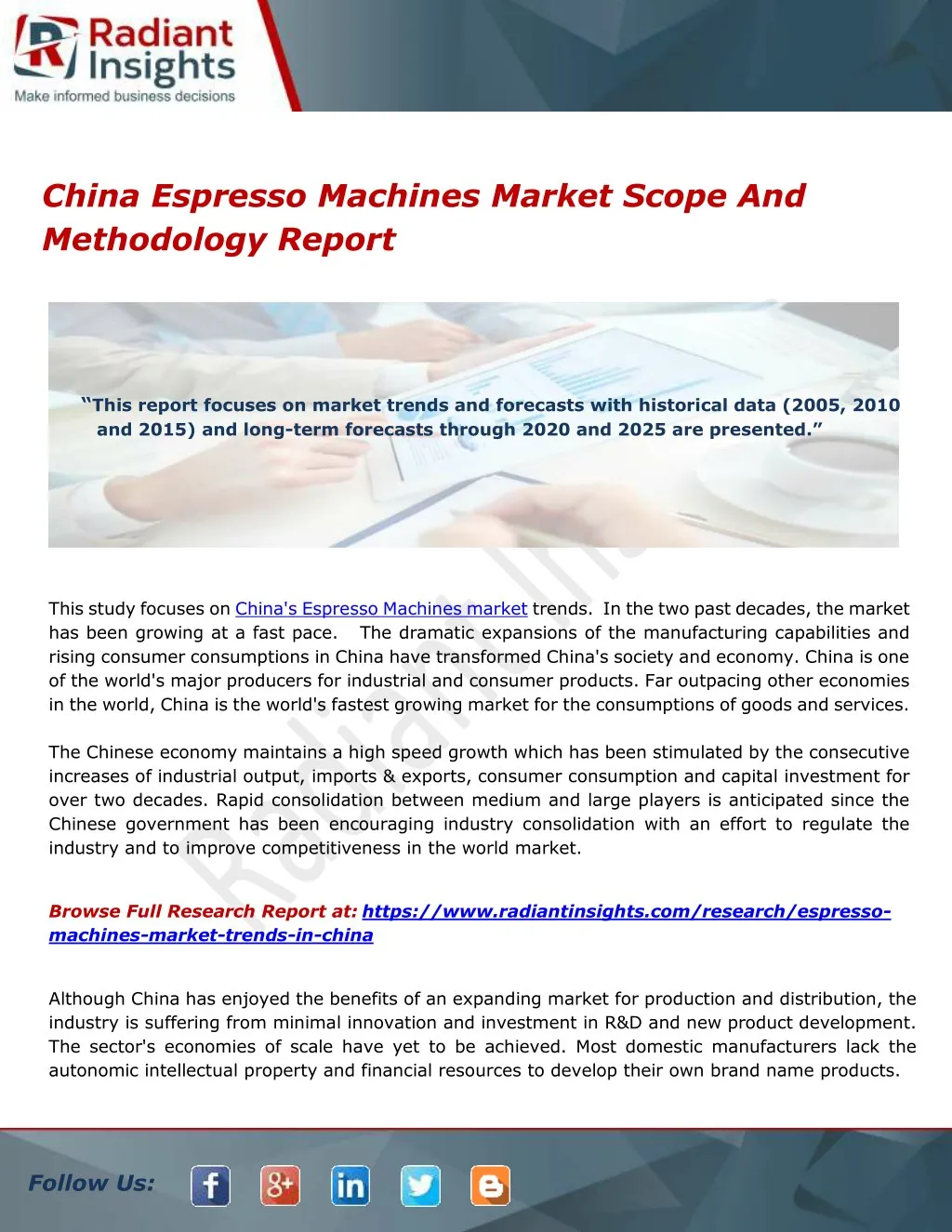 china espresso machines market scope