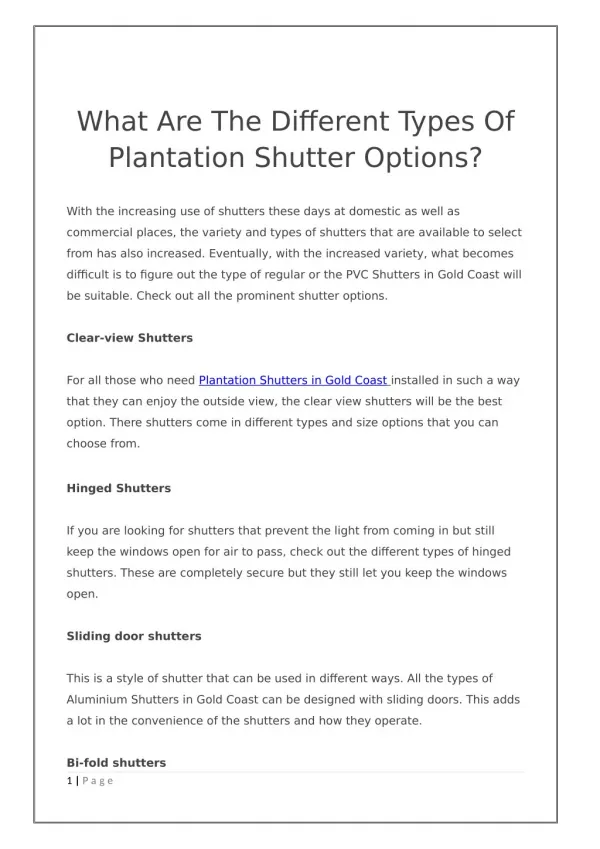 What are the different types of plantation shutter options?