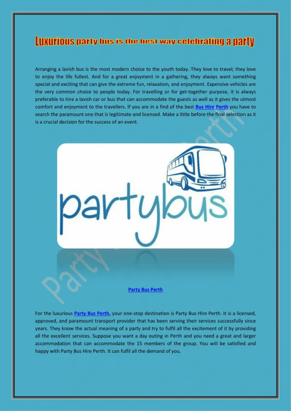 Party Bus Perth