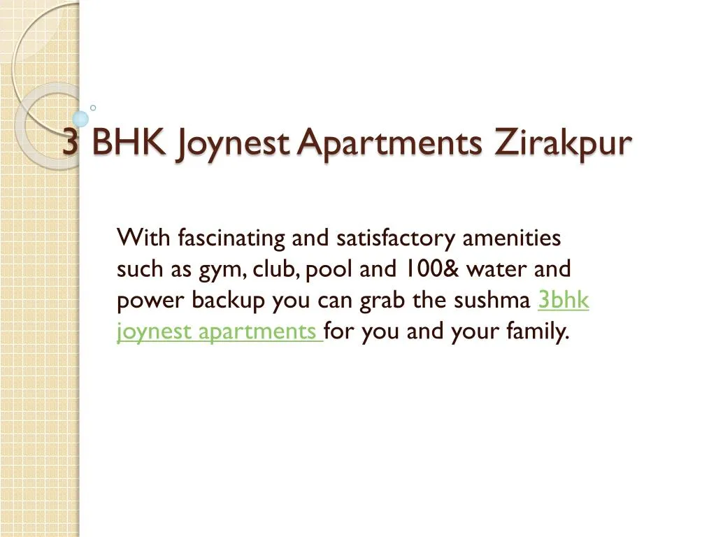 3 bhk joynest apartments zirakpur