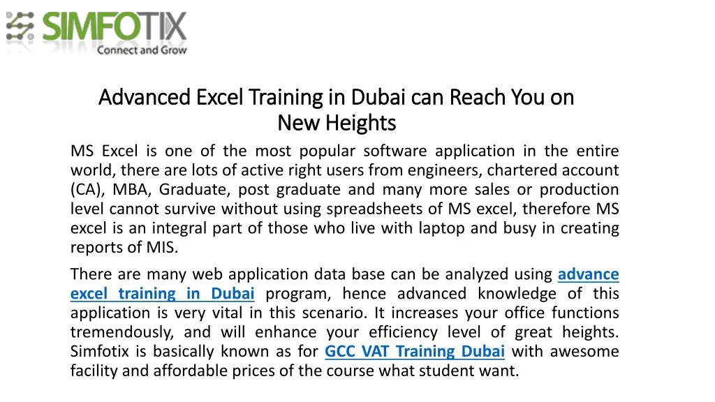 advanced excel training in dubai can reach you on new heights