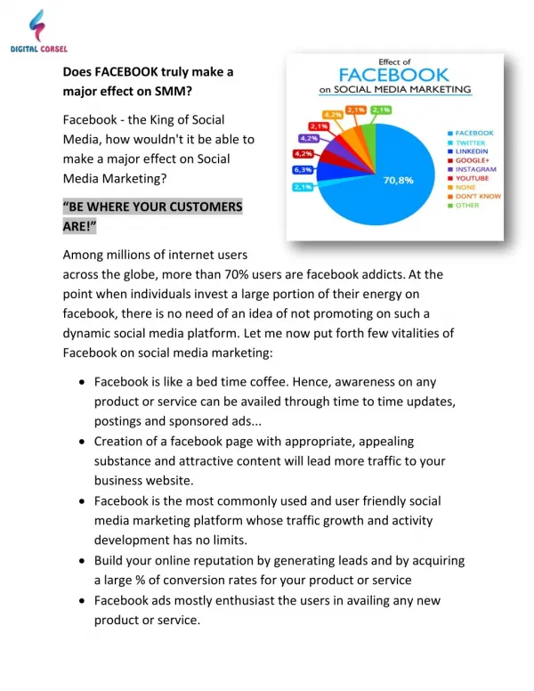 Does FACEBOOK truly make a major effect on SMM?