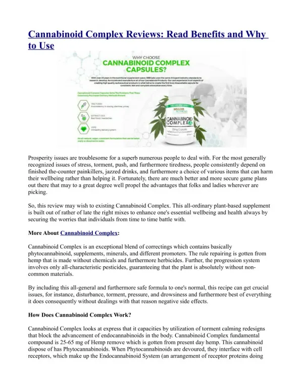 Cannabinoid Complex Reviews: Read Benefits and Why to Use