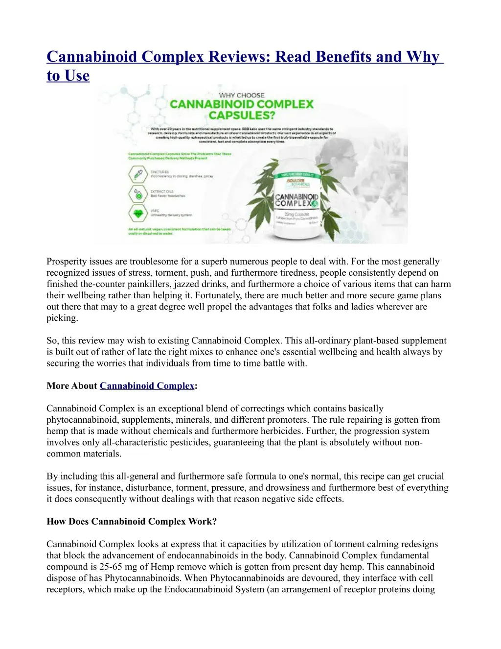 cannabinoid complex reviews read benefits