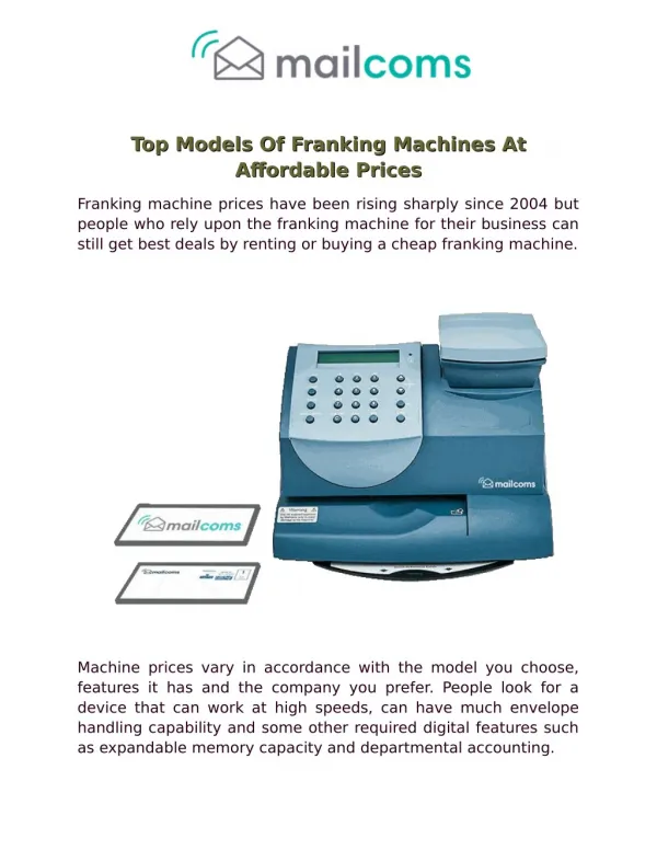 Top Models Of Franking Machines At Affordable Prices