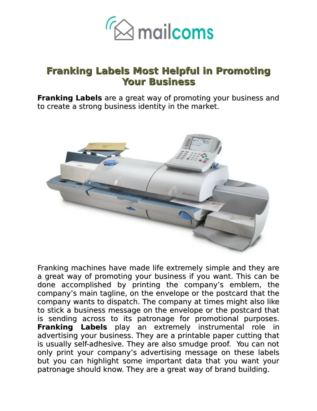 franking labels most helpful in promoting