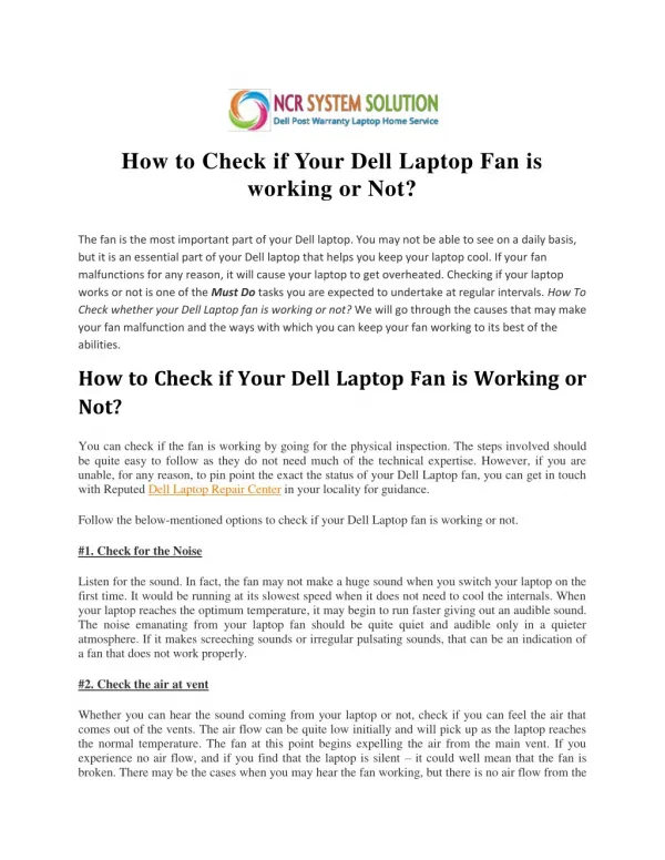 How to Check if Your Dell Laptop Fan is working or Not?