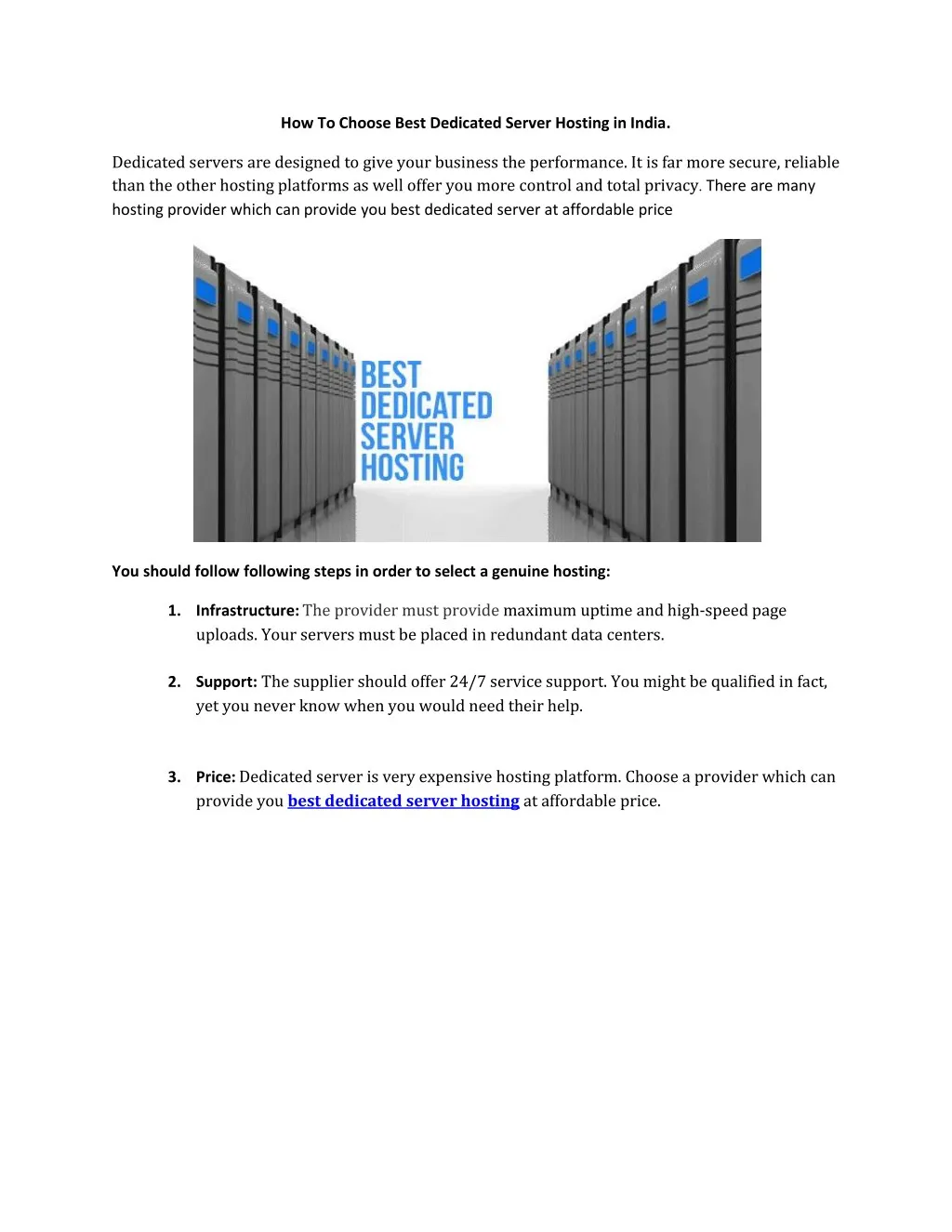 how to choose best dedicated server hosting