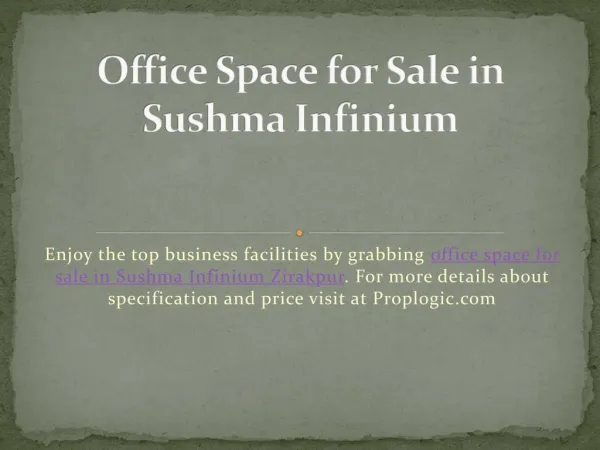 Office Space for Sale in Sushma Infinium