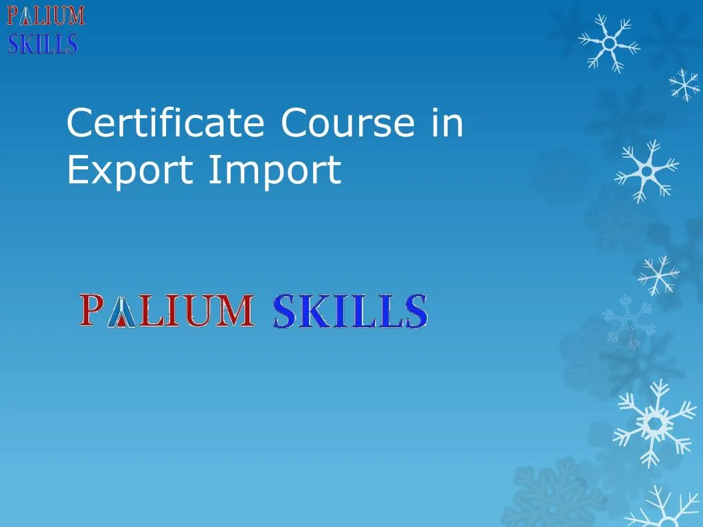 certificate course in export import