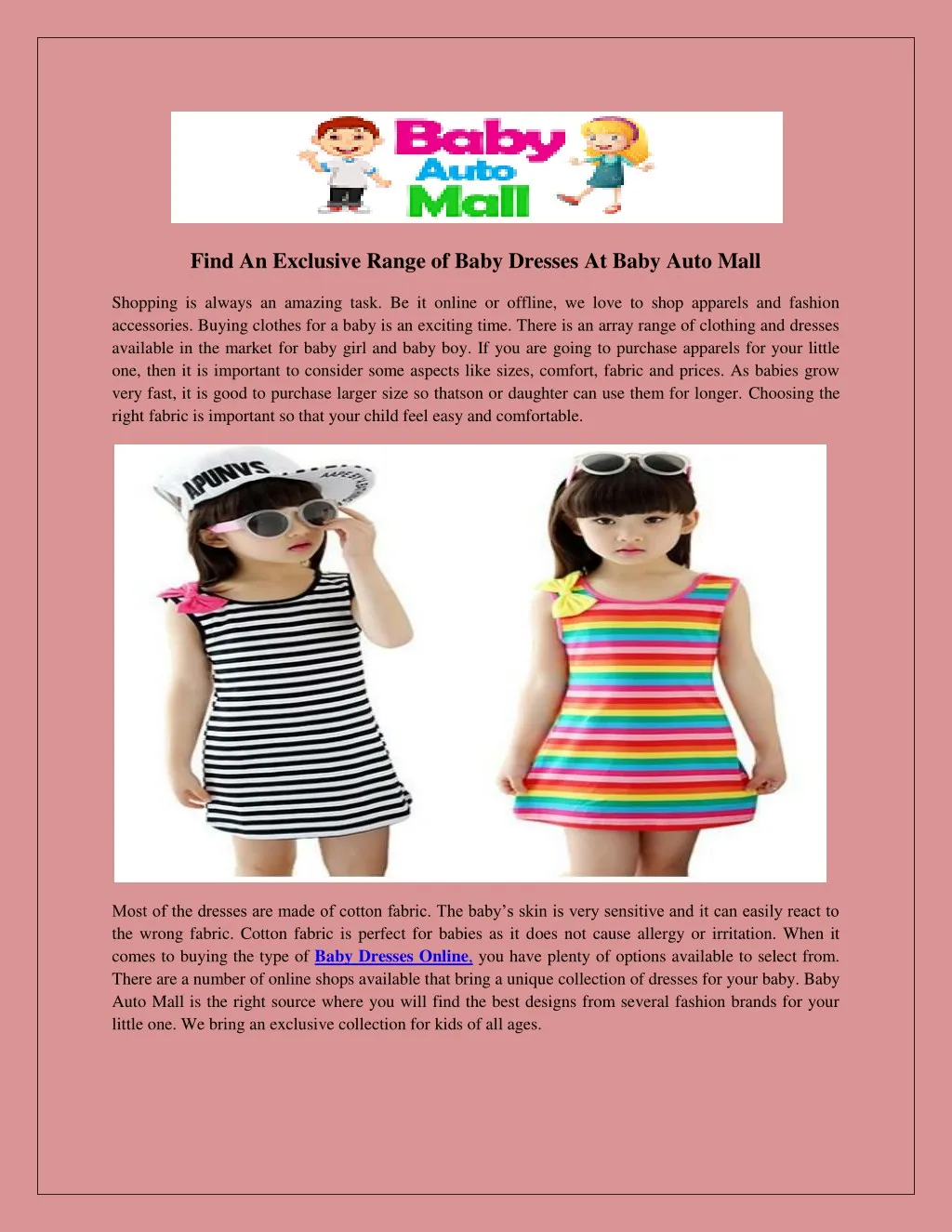 find an exclusive range of baby dresses at baby