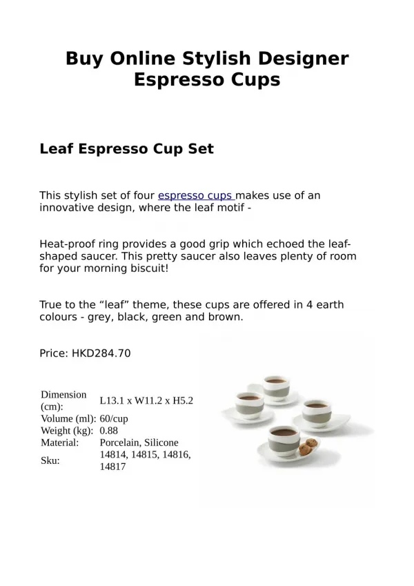 Espresso Cups Set