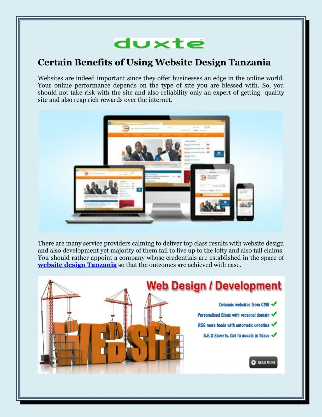 certain benefits of using website design tanzania