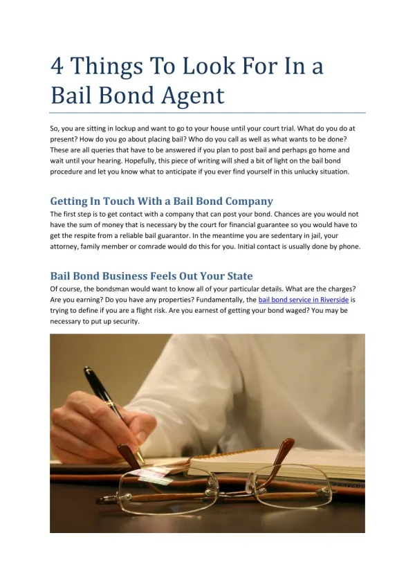 4 Things To Look For In a Bail Bond Agent