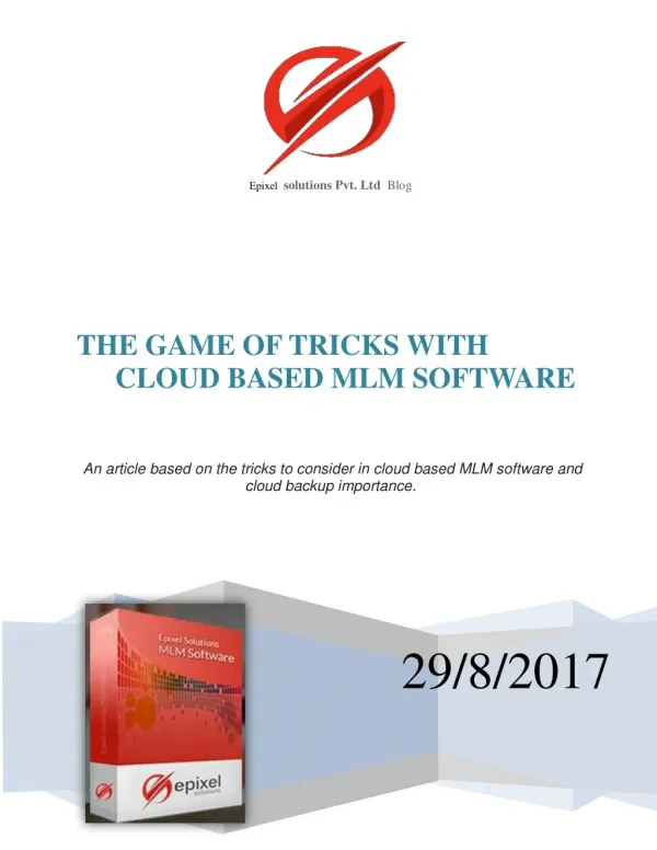 THE GAME OF TRICKS WITH CLOUD BASED MLM SOFTWARE
