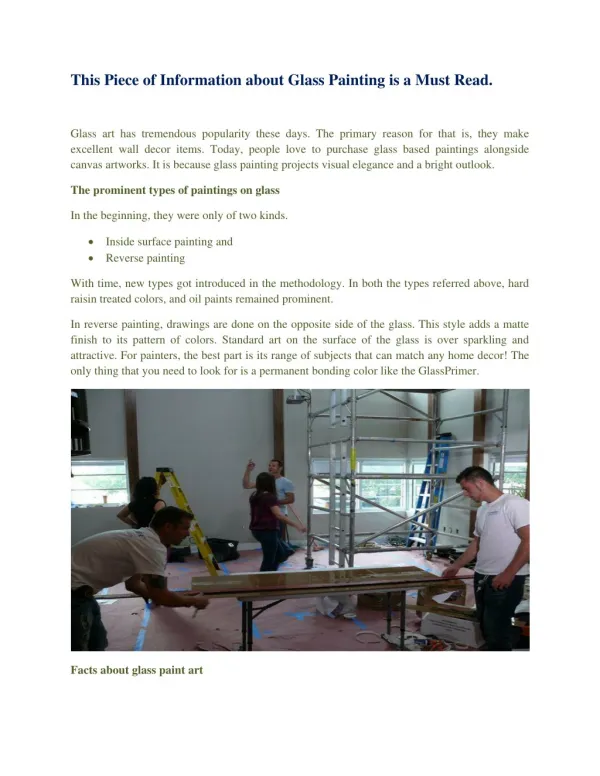 This Piece of Information about Glass Painting is a Must Read.