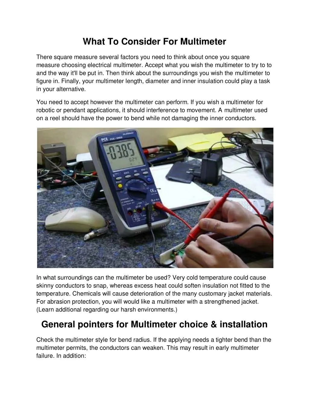 what to consider for multimeter