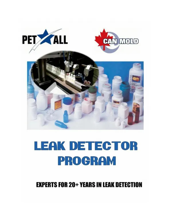 Leak Detectors for Leak Testing of Bottles by Pet All Mfg Inc