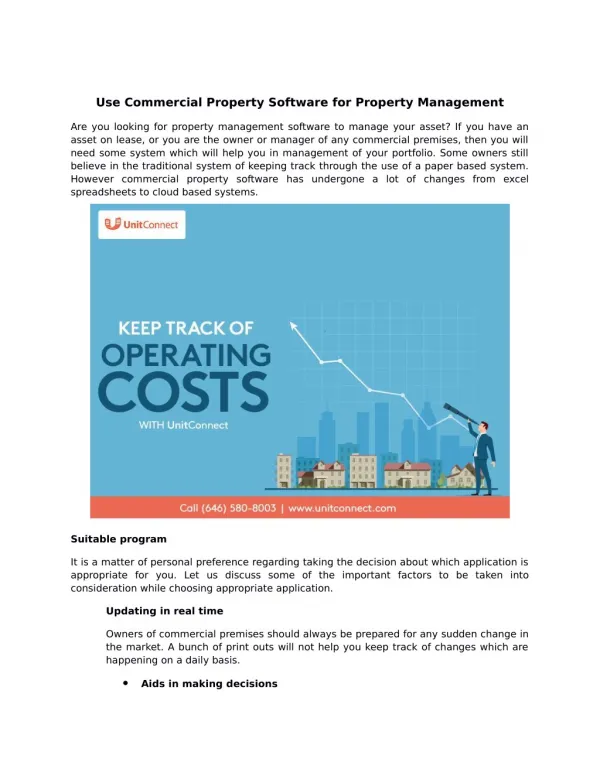 Use Commercial Property Software for Property Management