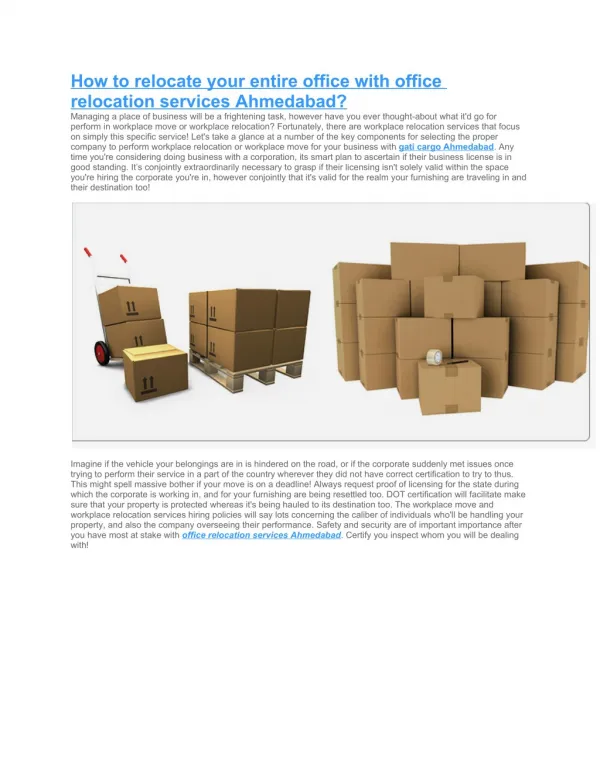 How to relocate your entire office with office relocation services Ahmedabad?