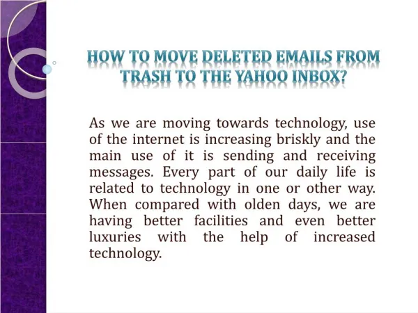 How to move deleted emails from Trash to the Yahoo inbox?