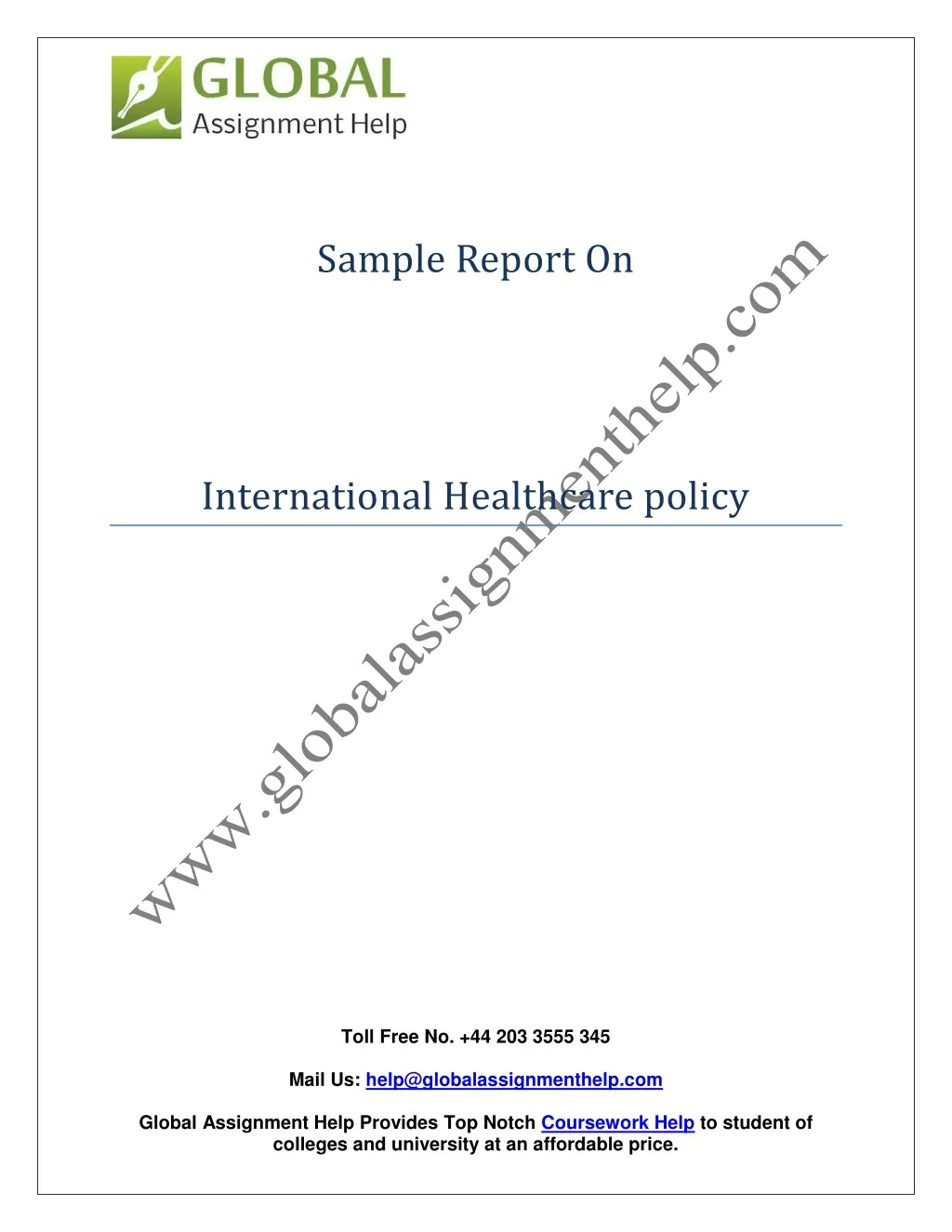 sample report on international healthcare policy