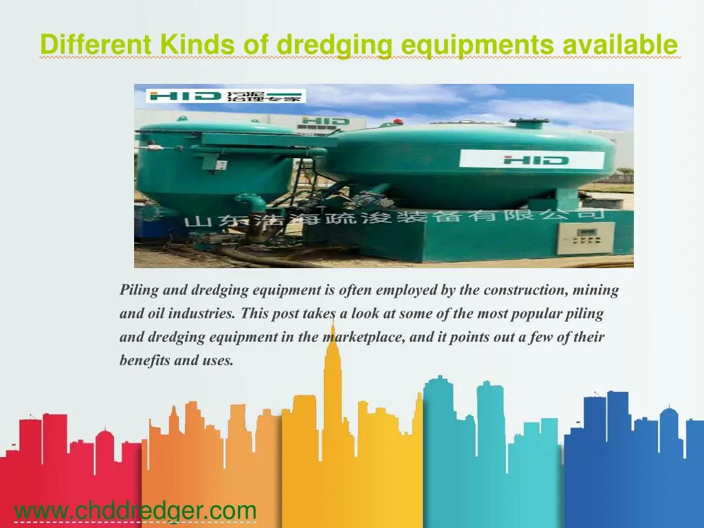 different kinds of dredging equipments available