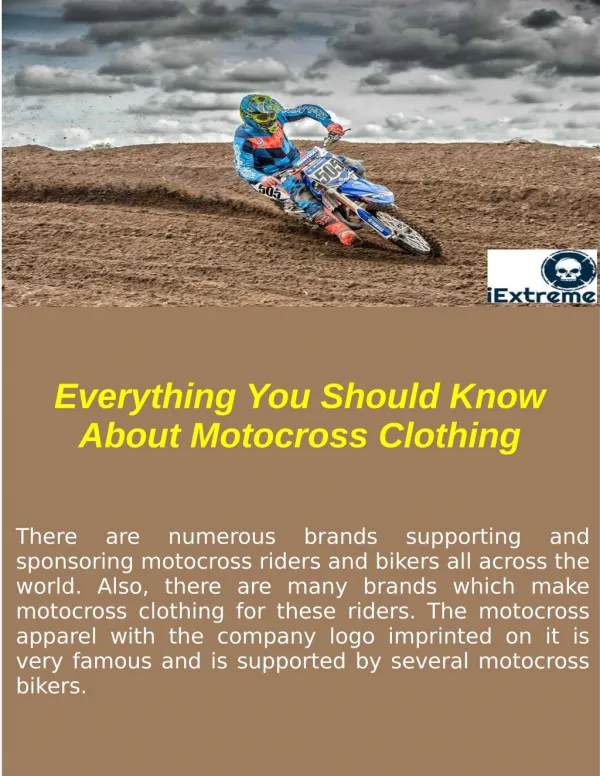 Motocross Clothing for Extreme Athlete