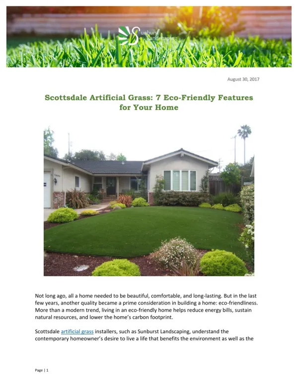 Scottsdale Artificial Grass: 7 Eco-Friendly Features for Your Home