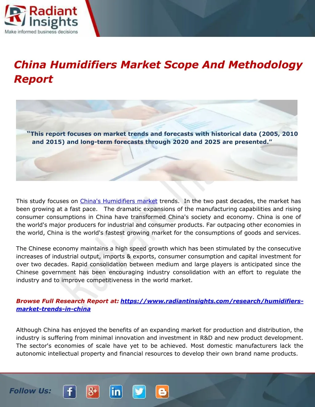 china humidifiers market scope and methodology