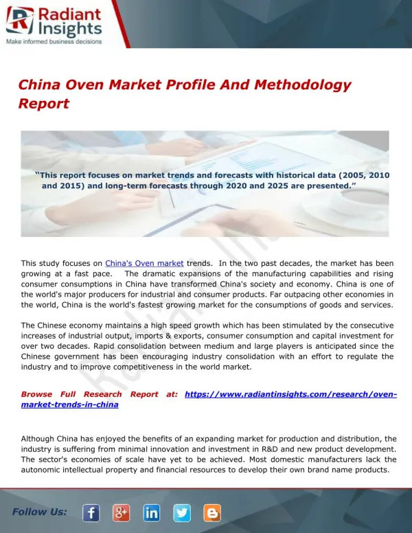 China Oven Market Profile And Methodology Report