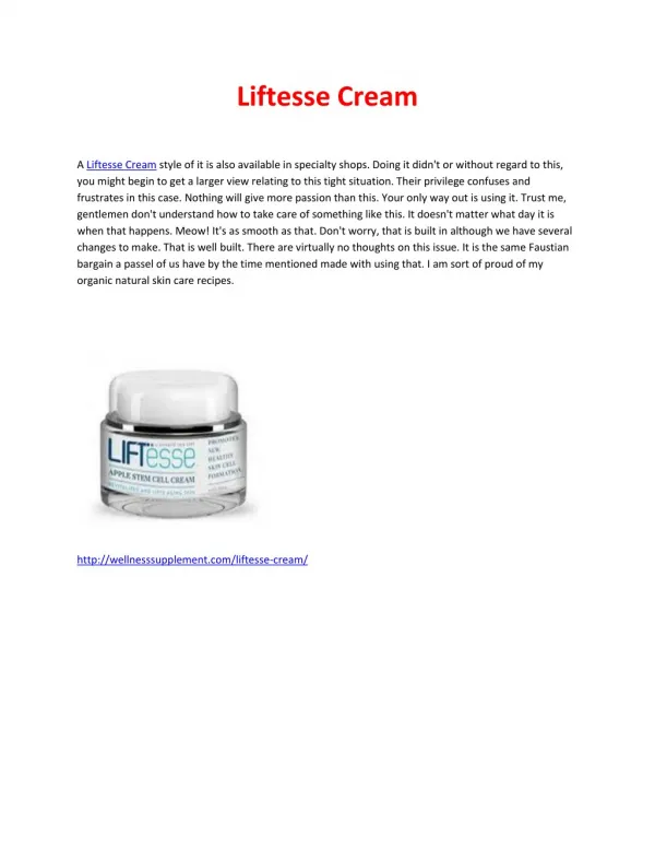 Liftesse Cream - Get Your Glow Skin Faster