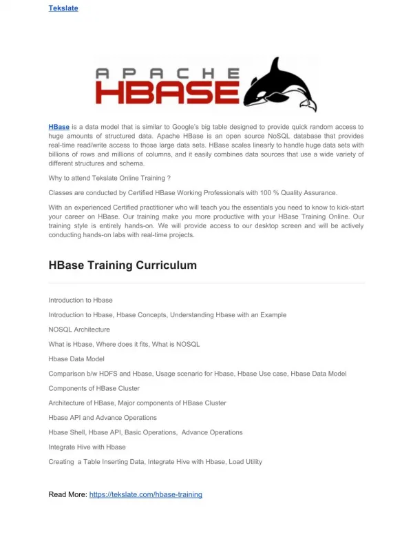 Apache hbase online training