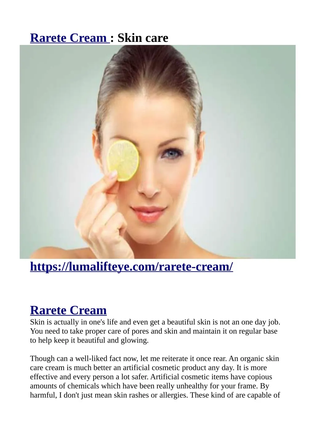 rarete cream skin care